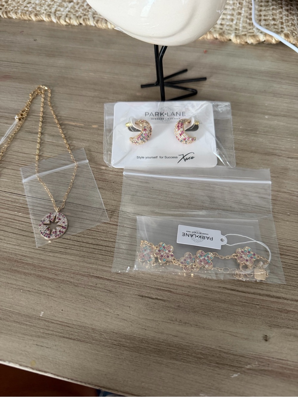 Park Lane Gold-Tone Pink & Multicolor Flower Jewelry Trio